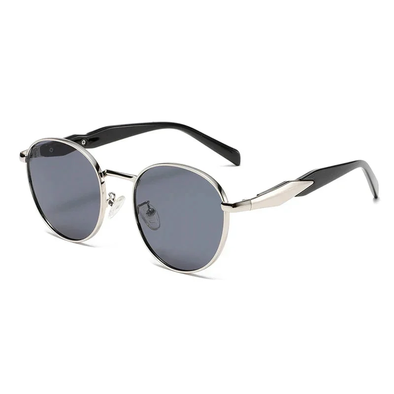 Amber Lens Round Metal Sunglasses