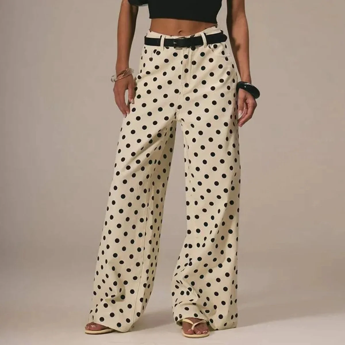 Paule | Polka Dot Cotton Wide Leg Trousers