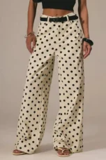 Paule | Polka Dot Cotton Wide Leg Trousers