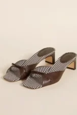 Almanda | Gingham Lined Square Toe Mules