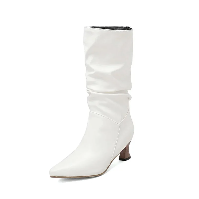 Agathe | Mid-Calf Slip-On Heel Boots