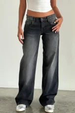 Justina | Mid Rise Wide Leg Jeans