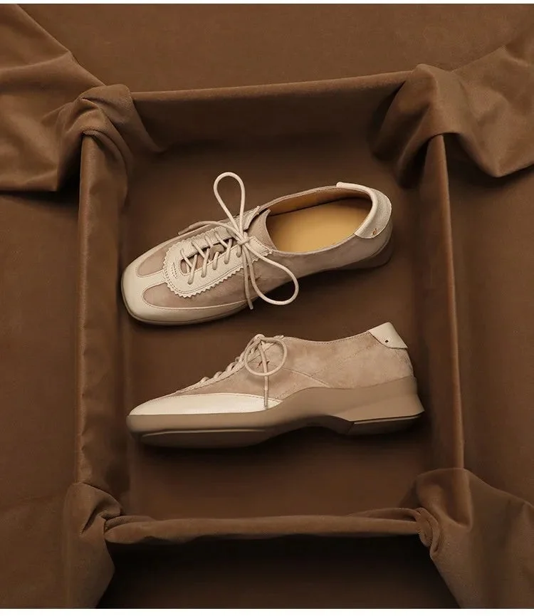Noeline | Leather Lace-Up Square Toe Heels