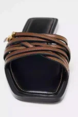 Venise | Leather Square Toe Buckle Slides
