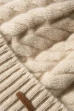 Hand-Knit Cashmere Beanie, Fur Pom