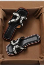 Inez | Pearl Detail Peep Toe Slides