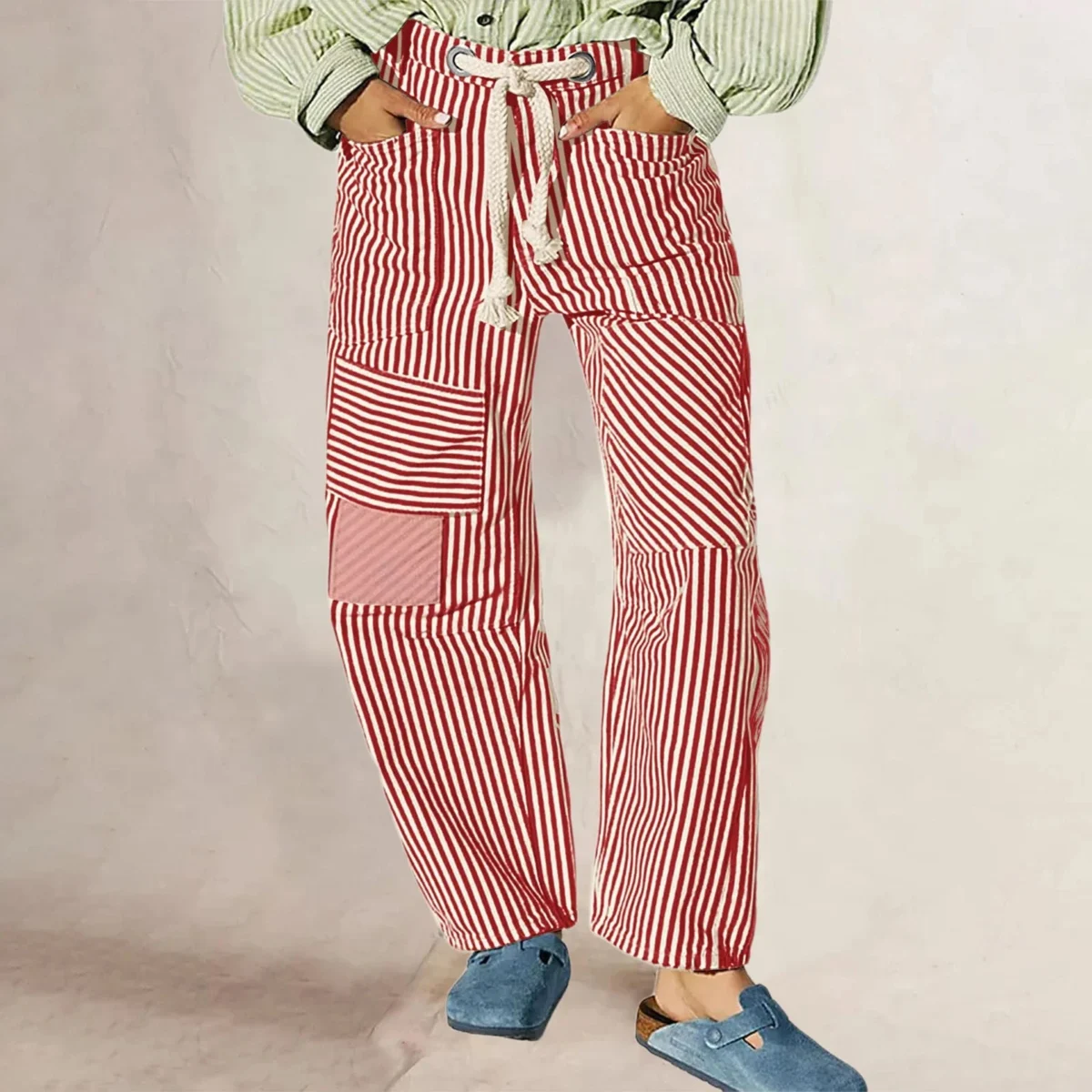 Oralie | Striped Cotton Linen Trousers