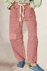 Oralie | Striped Cotton Linen Trousers