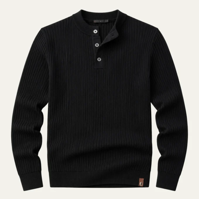 Mathieu | Ribbed Wool Henley Knit