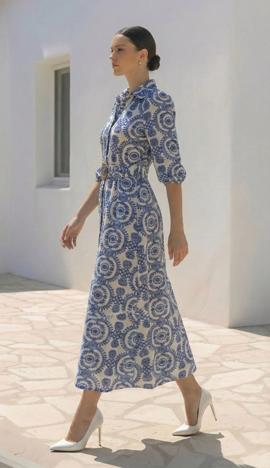 Gracia | Deep Blue Tie Waist Wrap Dress