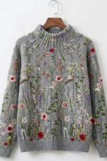 Violet | Raised Floral Knit Jumper