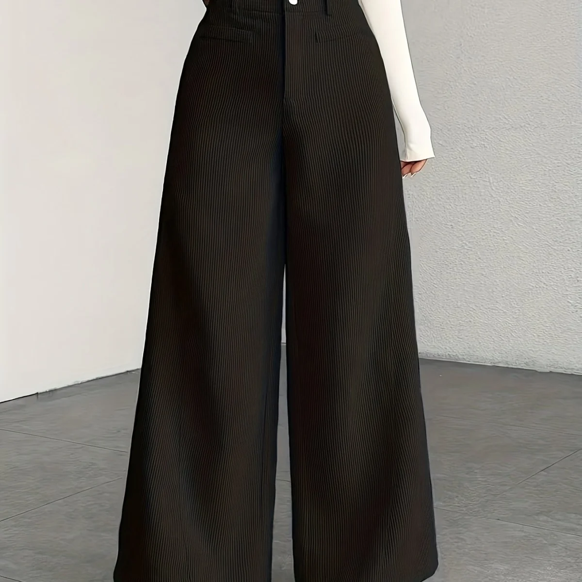 Guylaine | High Waist Corduroy Wide Leg Pants