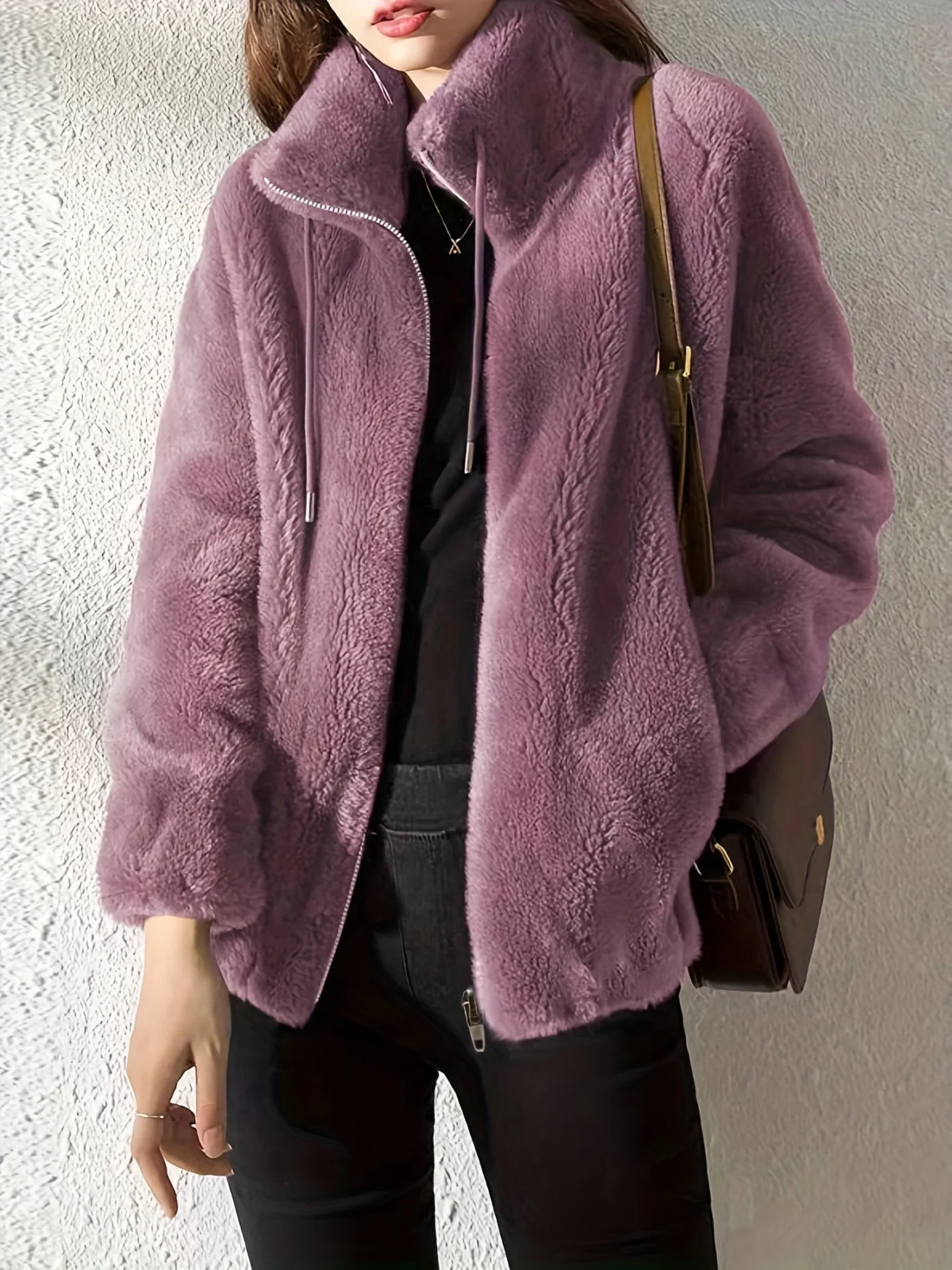 Marlene | Plush Coat, Stand Collar