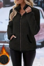 Juliette | Plush Zip Coat, Two Deep Pockets