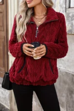 Régine | Textured Quarter Zip Sweatshirt