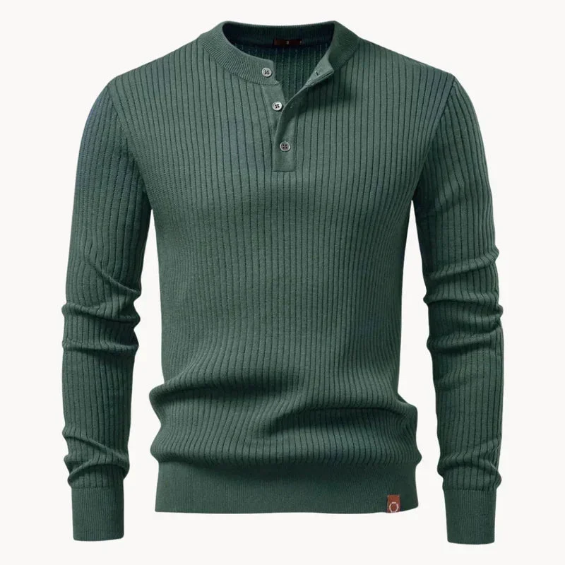 Mathieu | Ribbed Wool Henley Knit