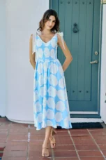 Exilda | Shoulder Tie Smocked Midi Dress