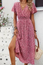 Ozéline | Flutter Sleeve Split Maxi Dress