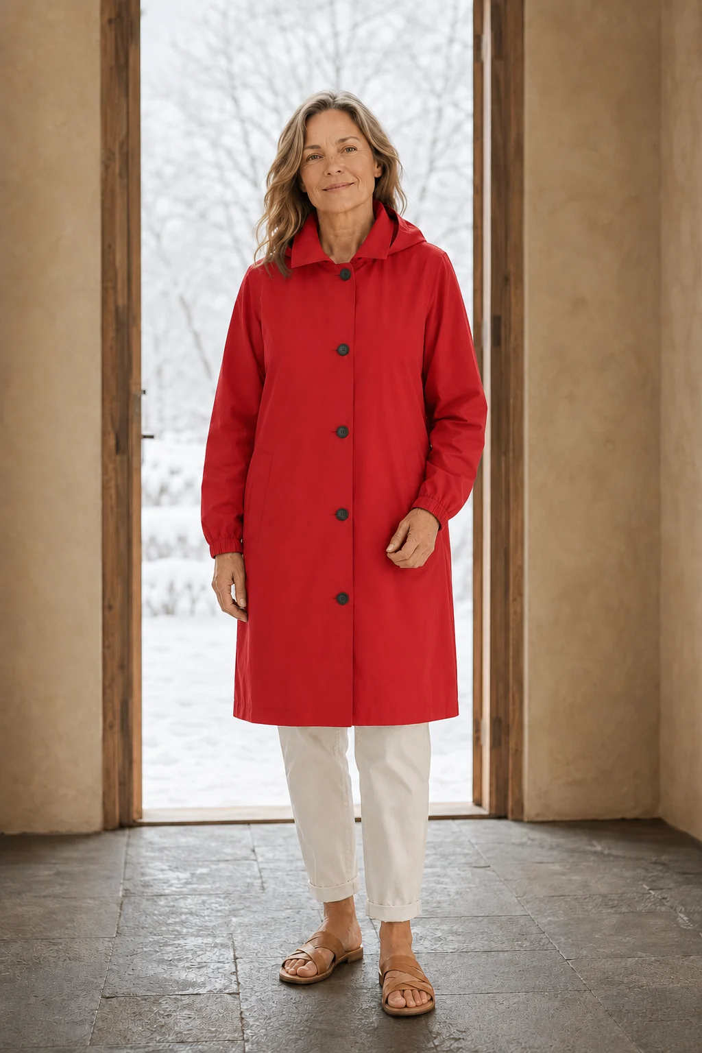 Adelaide | Hooded Water-Resistant Trench - Red