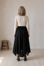 Adelina | Wide Leg 100% Linen Skirt - Black
