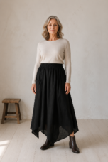 Adelina | Wide Leg 100% Linen Skirt - Black