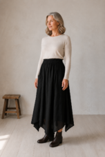 Adelina | Wide Leg 100% Linen Skirt - Black