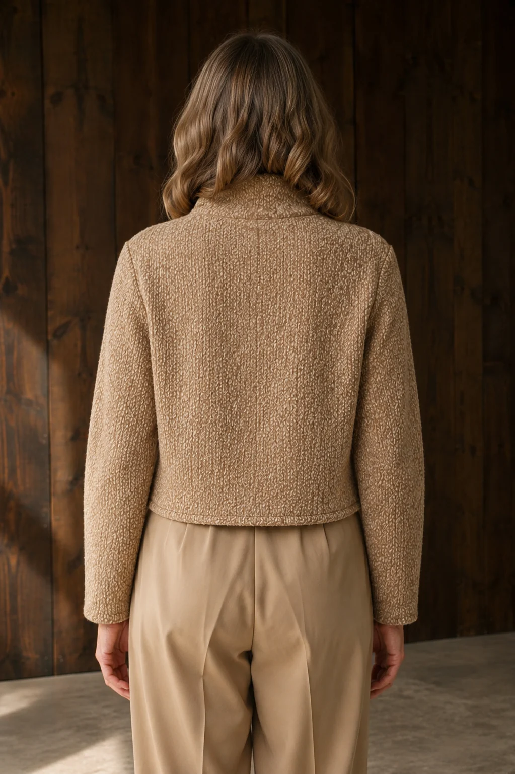 Adeline | Tailored Wool-Blend Jacket - Gold-Beige