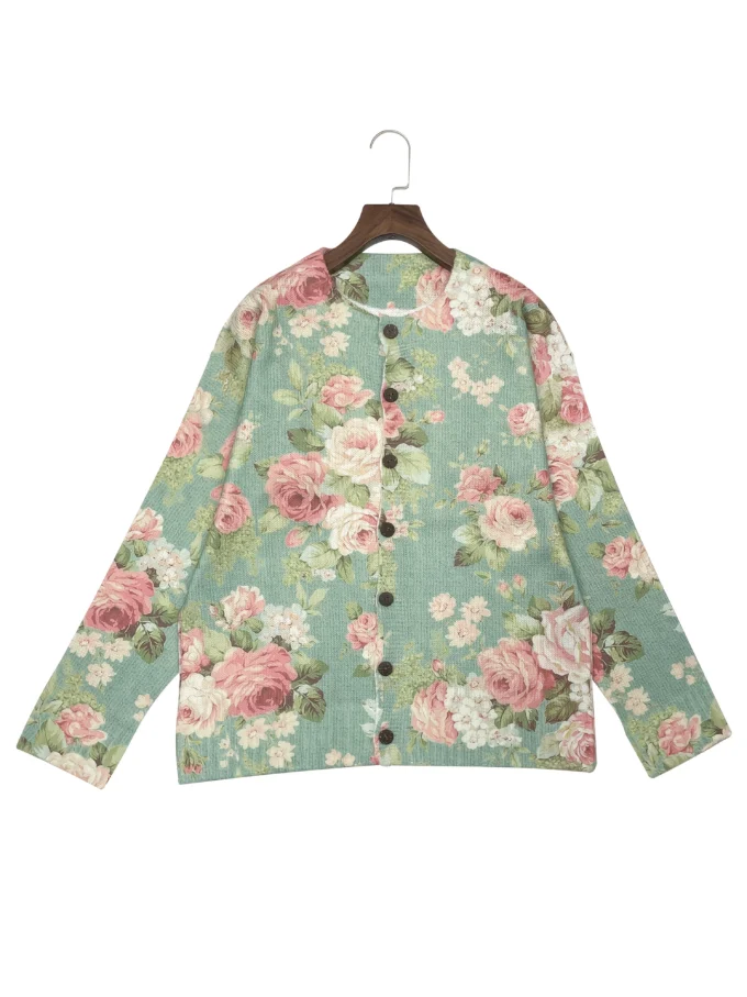 Rosemary | Floral Print Knit Cardigan