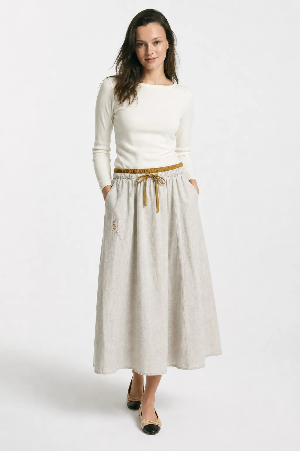 Eudoxie | Embroidered Organic Linen Skirt