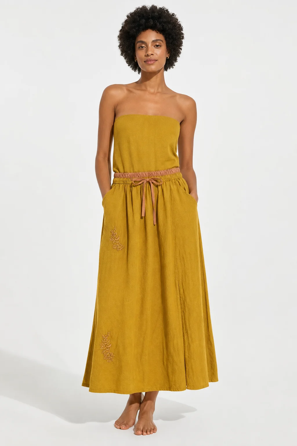 Eudoxie | Embroidered Organic Linen Skirt