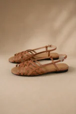 Nancy | Woven Ankle Strap Flat Sandals