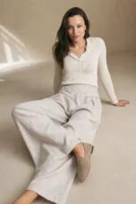 Leona | High Waist Linen Blend Trousers