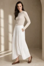 Leona | High Waist Linen Blend Trousers