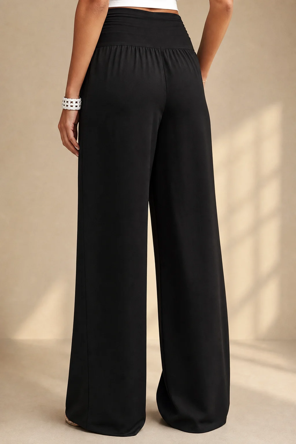 Sabina | Gathered Waist Wide Leg Pants