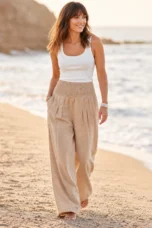 Sabina | Gathered Waist Wide Leg Pants