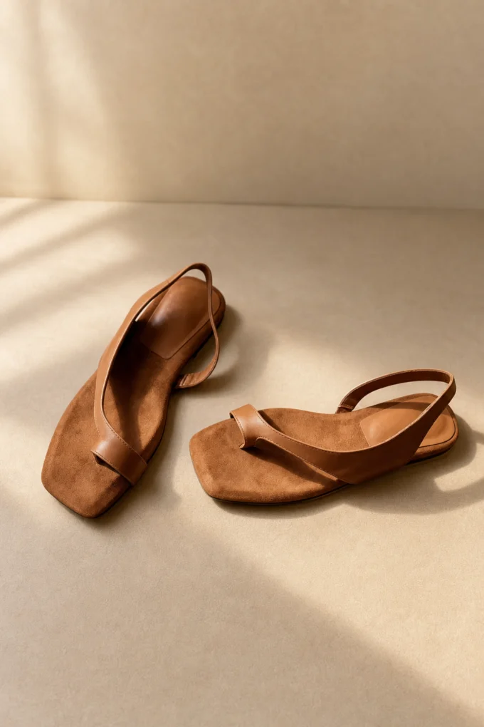 Lois | Toe Post Leather Flat Sandals