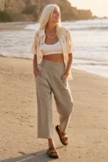 Palmyre | Curved Seam Cotton Linen Pants
