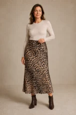 Alexandrine | Leopard Print Satin Skirt - Leopard