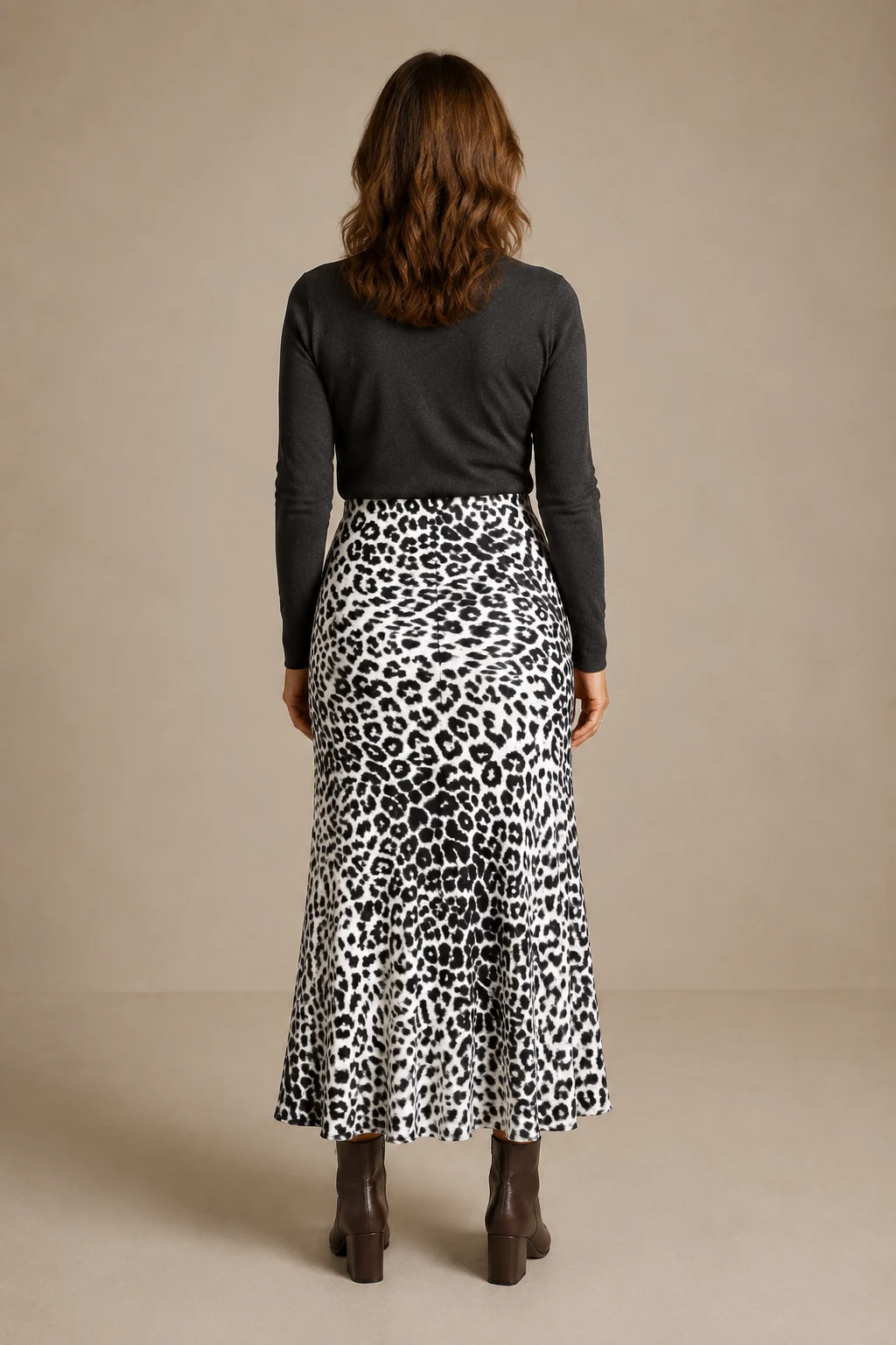 Alexandrine | Leopard Print Satin Skirt - White