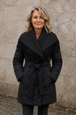 Aline | 90% Down Coat, Wool Lapel - Black