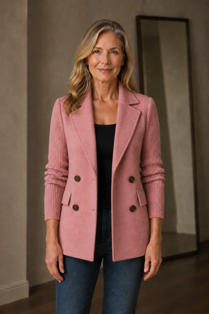 Ama knit-sleeve blazer open