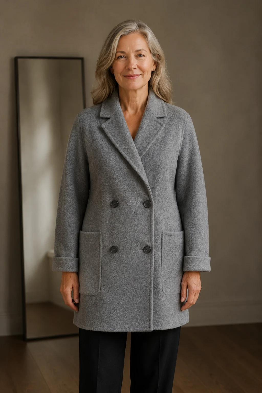 Amory wool herringbone coat closed