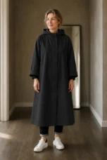 Anastasie | Longline Waterproof Coat - Black