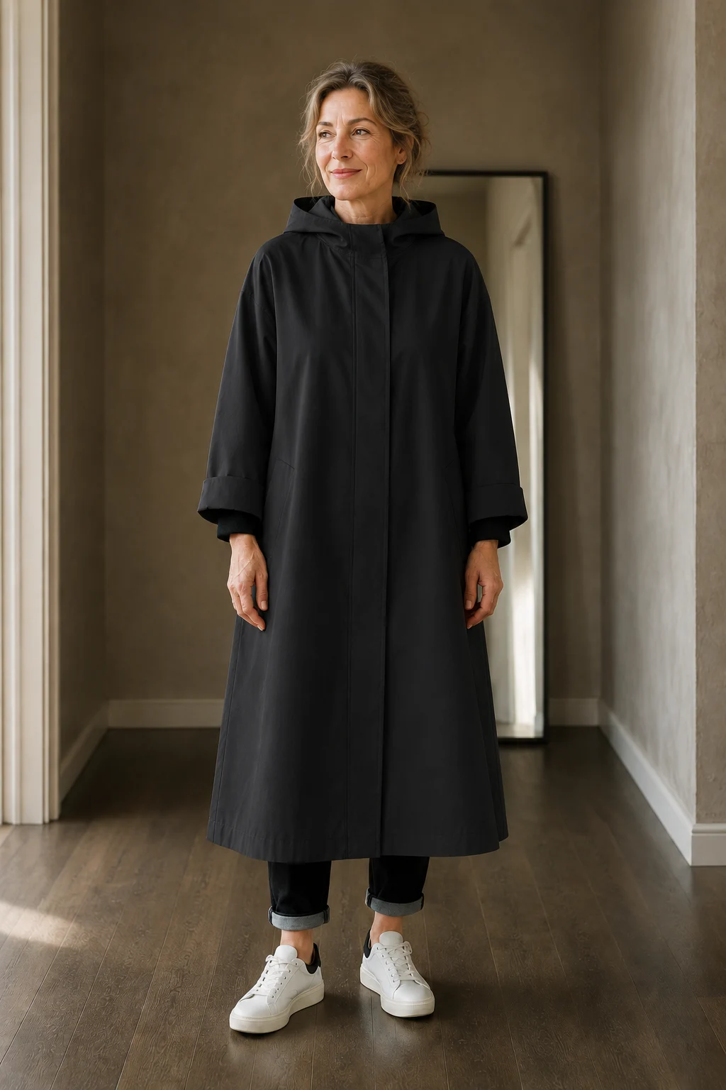 Anastasie | Longline Waterproof Coat - Black
