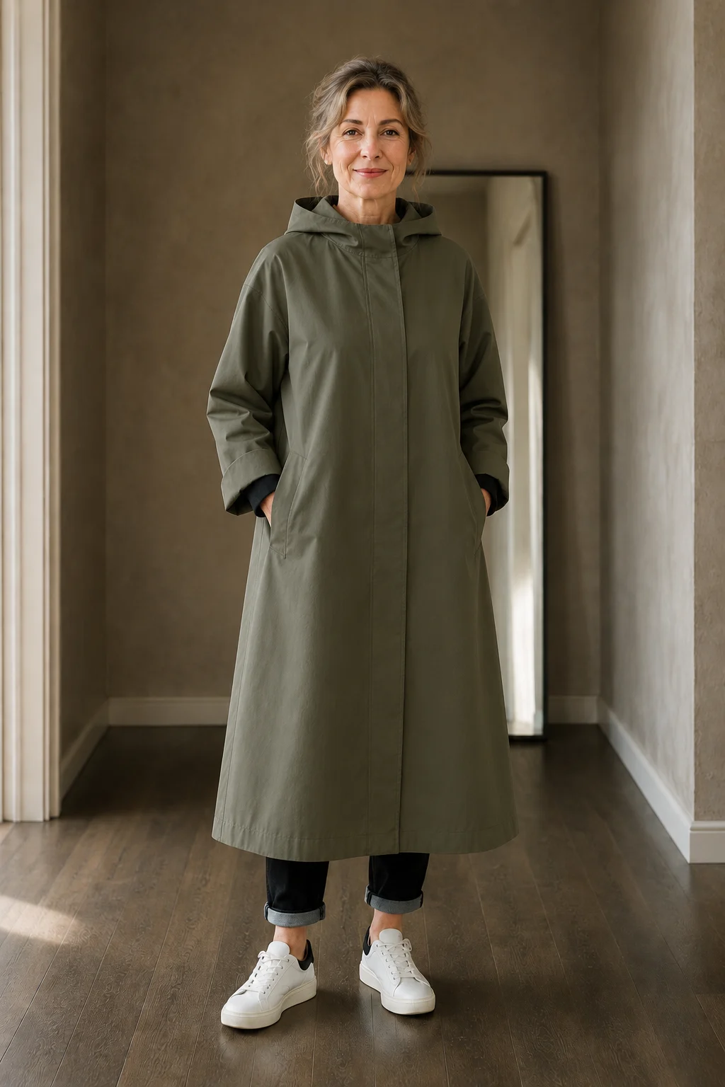 Anastasie | Longline Waterproof Coat - Green