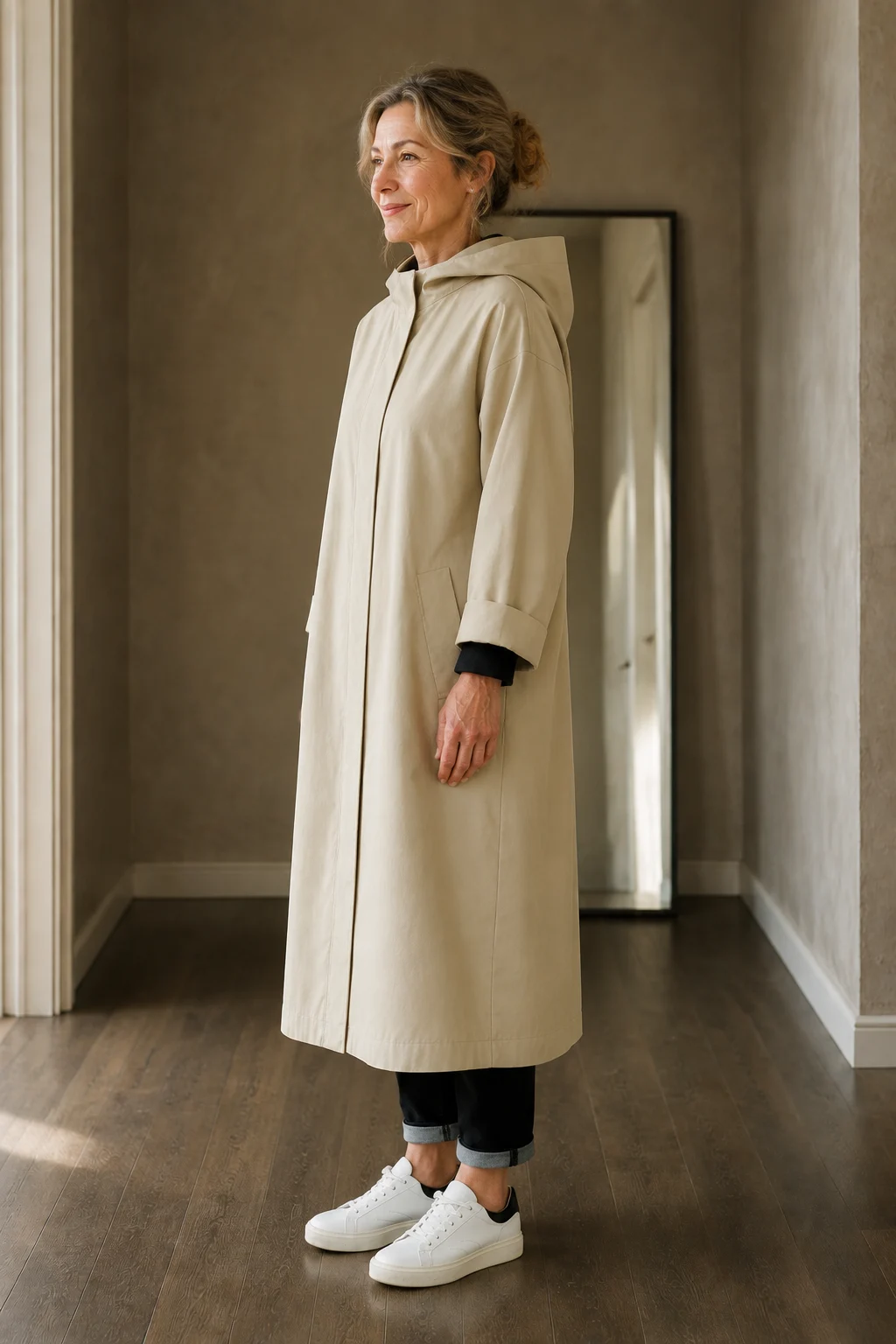 Anastasie | Longline Waterproof Coat - Beige