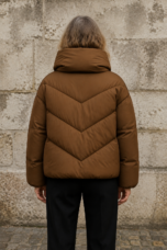 Anouk | 90% Down Cropped Puffer Jacket - Brown