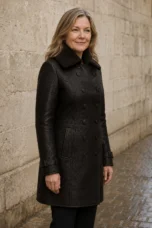 Antoinette | Lined Faux Leather Coat - Black