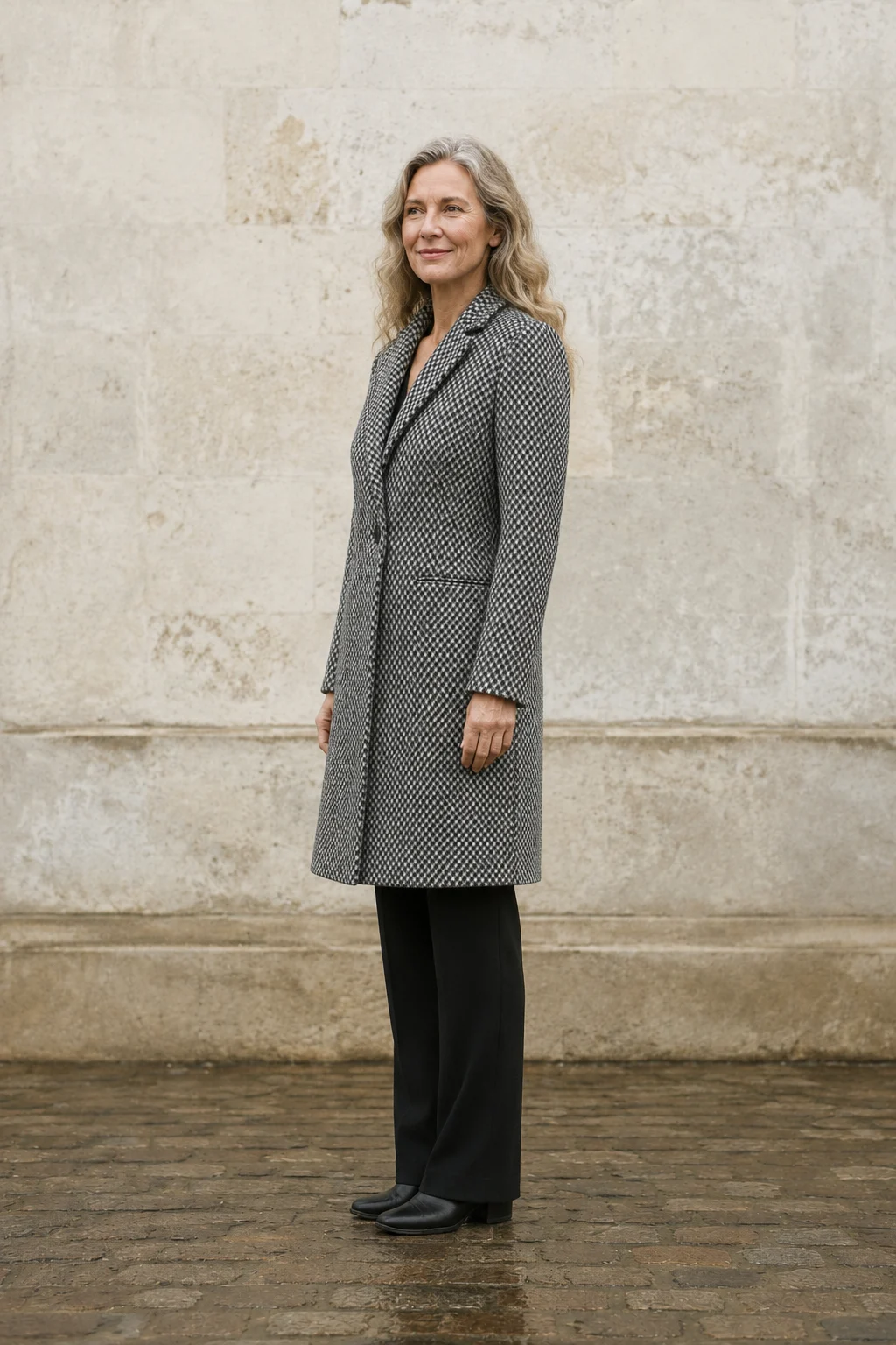 Apolline | Tailored Wool Winter Coat - Black and White