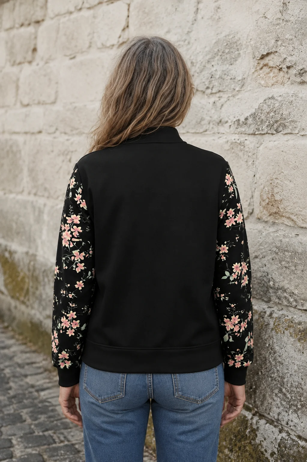 Armande | Floral Print Bomber Jacket - Black